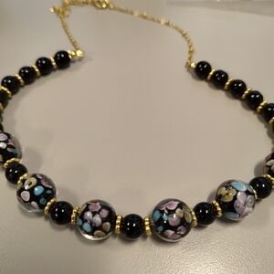 Elegant Black and Gold Beaded Necklace